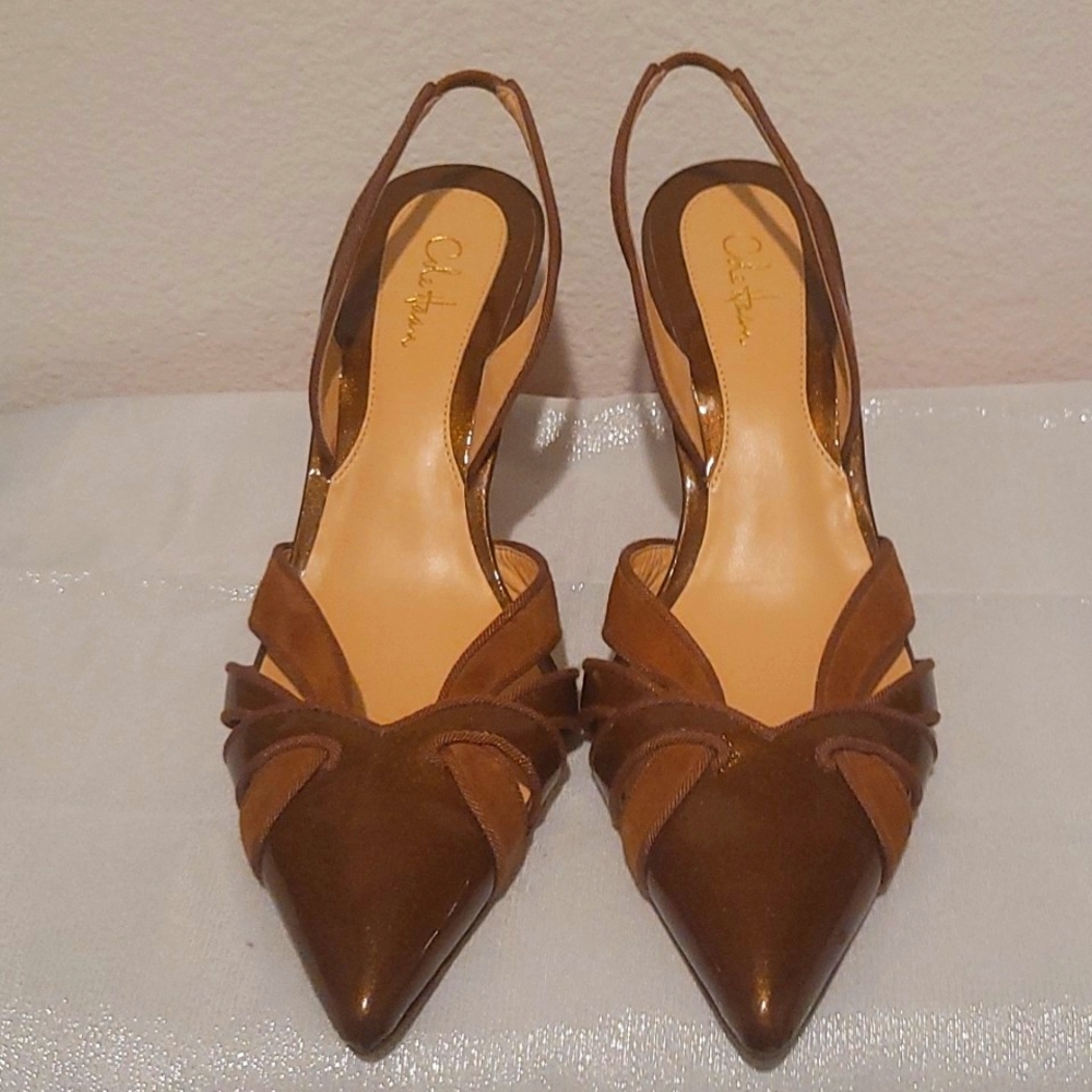 NEVER WORN! STUNNING SUEDE AND LEATHER COLE HAAN Alicia Sling Pumps  7.5
